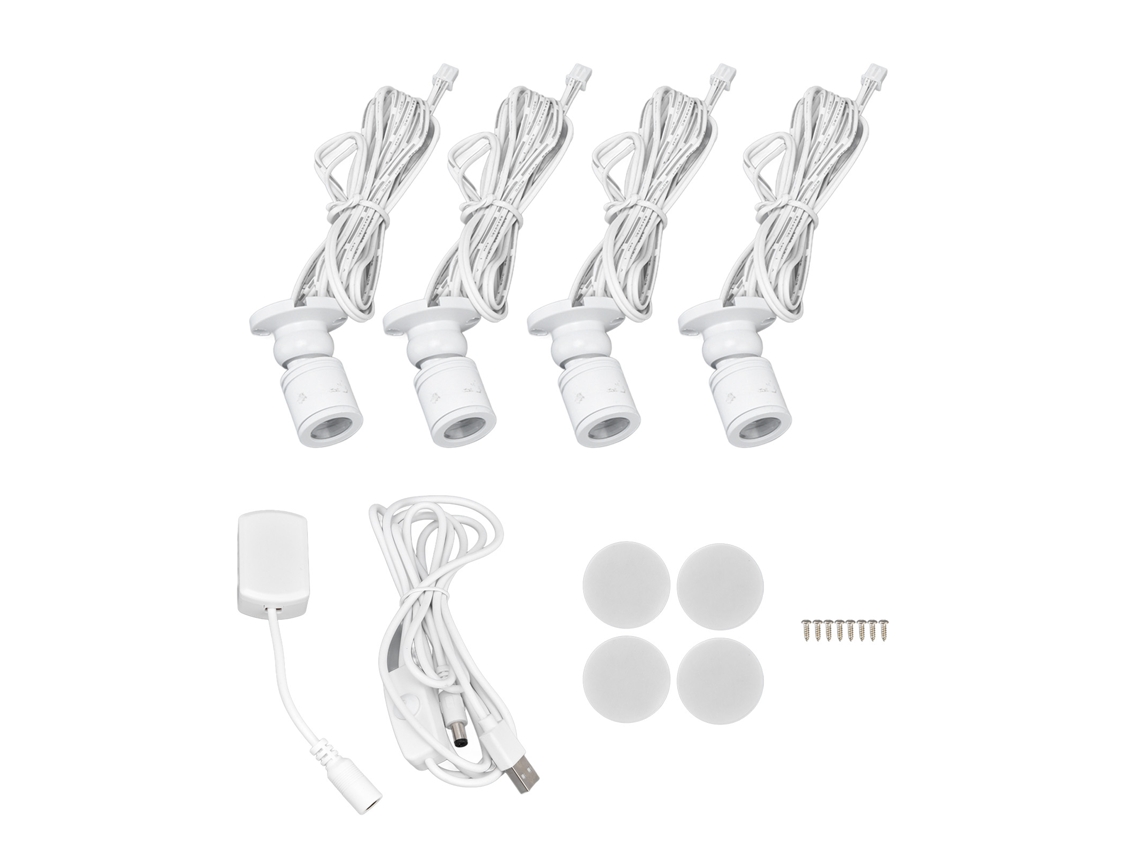Rebe-luz Led Para Armarios Bajo Gabinete Con Alimentación Usb Regulable, 3 Métodos De Instalación, Luz Blanca, Lámpara Para Vitrinas