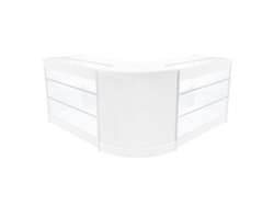 Conjunto de mostrador comercial MonsterShop Helios, blanco, 2xK1200 1xCM60, MDF y vidrio templado