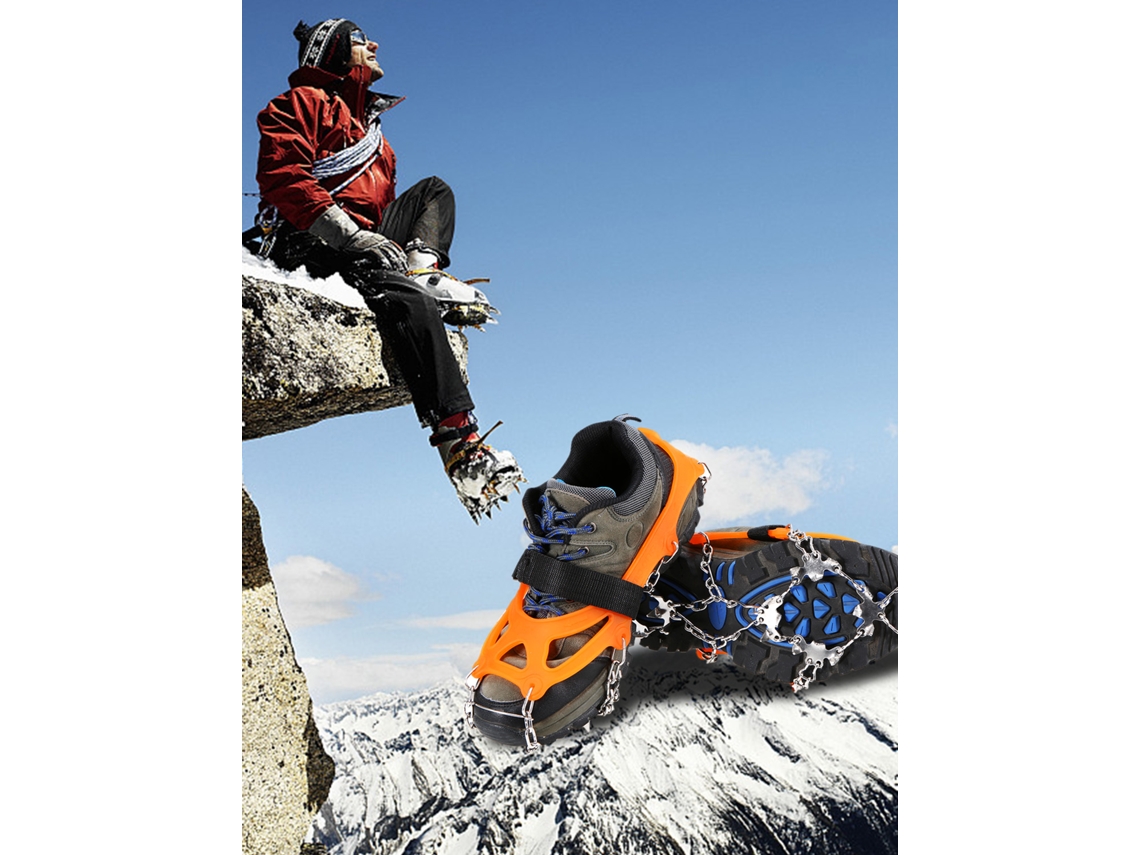 Crampones de tracción de acero inoxidable con 19 pines para senderismo, trekking y escalada en hielo y nieve. (Sin marca)