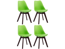 Juego de 4 sillas para invitados Borneo en símil piel verde/nogal CLP