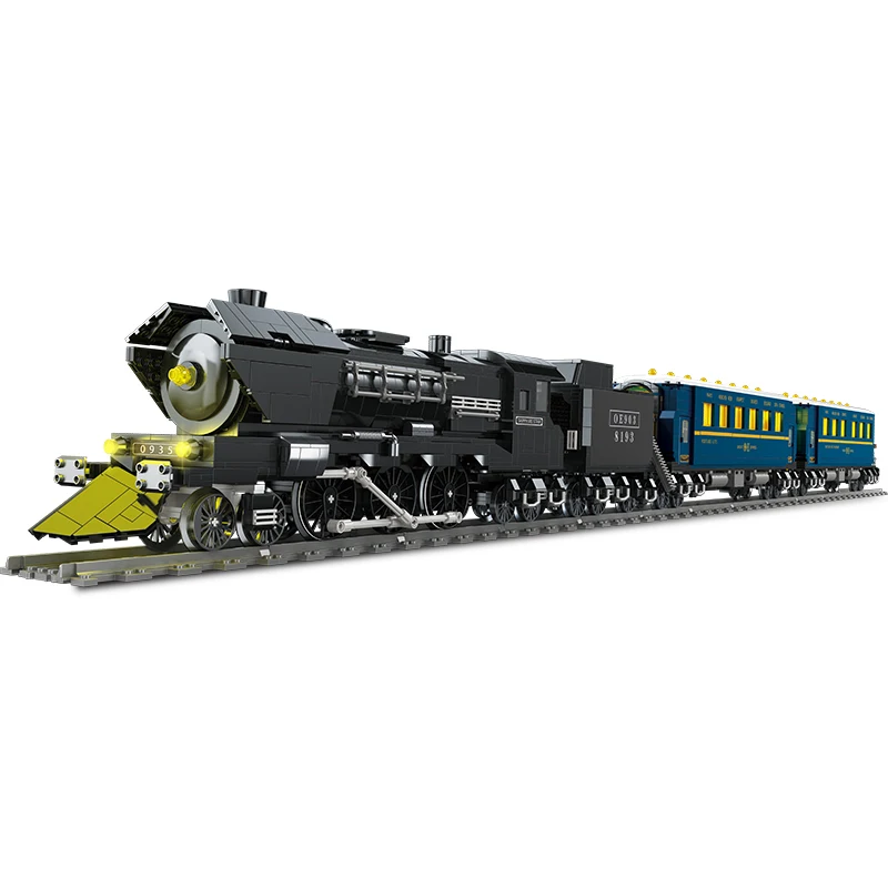 (jj9155) Set de bloques de construcción de tren de vapor con control remoto, 3691 piezas, modelo MOC para ensamblar.