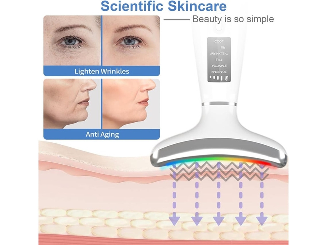 Terapia de luz roja para rostro y cuello, masajeador facial y de cuello, dispositivo de masaje facial calmante antienvejecimiento Yizhood