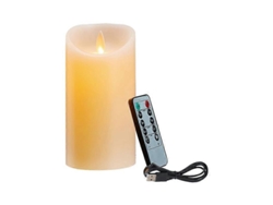 Velas Led Sin Llama, Recargables Con Control Remoto, Cera Real, Blanco Crema, 10cm, Parpadeo Realista 10cm Creamywhite