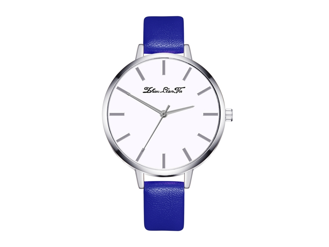 Reloj De Pulsera De Aleación Para Mujer Con Esfera Redonda, Movimiento De Cuarzo Analógico, Color Azul, Estilo Moderno.