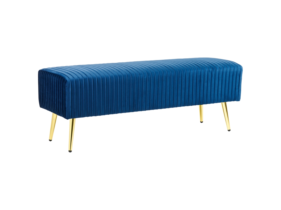 Banco BELIANI Paterson de Terciopelo Azul 118x40x42