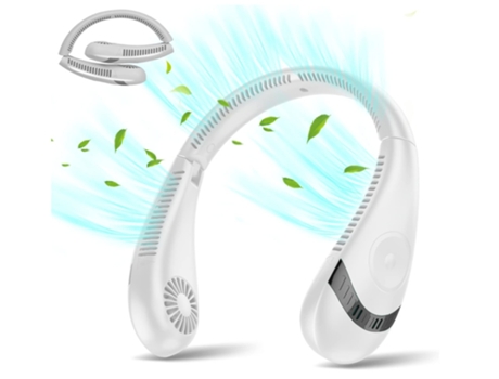 Ventilador de cuello 5000Mah Ventilador plegable sin aspas 360 Enfriamiento Ventilador personal portátil Blanco BISBISOUS
