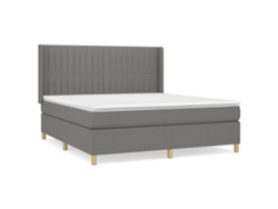 Maison Exclusive - Cama Box Spring Con Colchón Tela Gris Oscuro 180x200 Cm