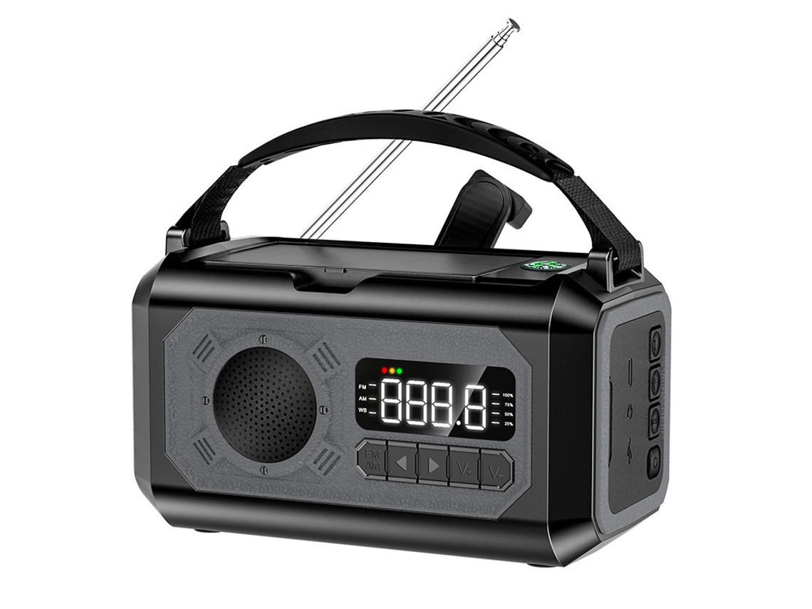 Radio de emergencia portátil Viewleaf con manivela de 15000 mAh, energía solar, linterna LED AM/FM/NOAA y banco de energía para uso en exteriores