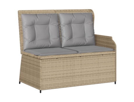 Sillón reclinable de jardín VIDAXL con cojines ratán sintético beige
