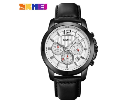 Relojes para hombre Relojes multifunción impermeables para hombres Reloj de pulsera de cuarzo-Superficie plateada de concha negra LUUCOZK