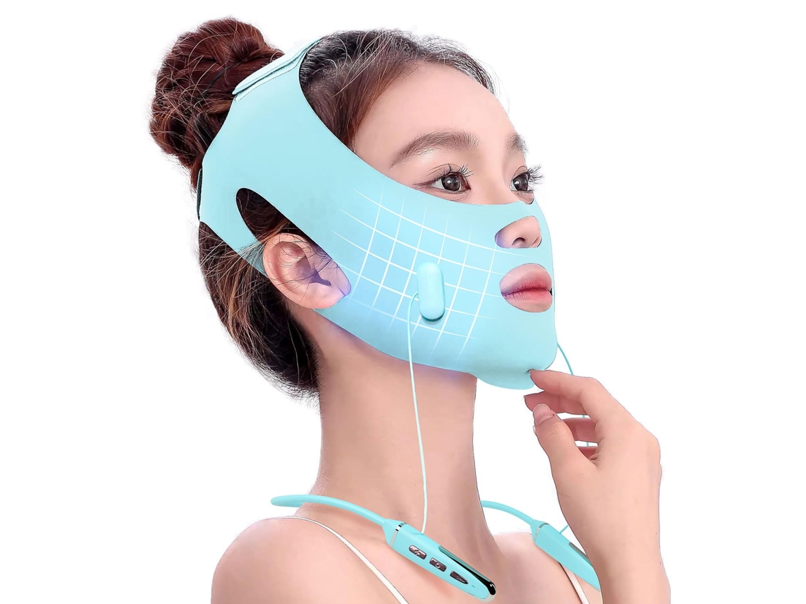 Corrector facial con correas ajustables, eliminador de papada y lifting facial, 4 modos, 5 niveles de intensidad ajustables. Csyy