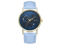 Reloj De Pulsera Unisex Con Correa De Piel Sintética Estilo Constelación Azul Claro.