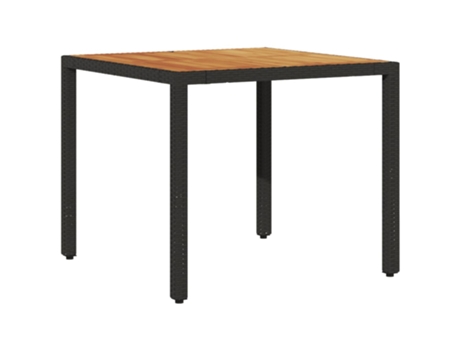 Mesa de jardín superficie madera acacia ratán negro VIDAXL (90x90x75 cm)