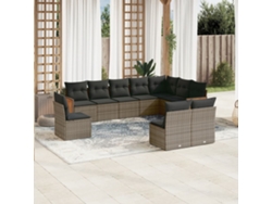 Conjunto de sofás de jardín de 10 piezas DKD Home Decor con cojines de mimbre gris