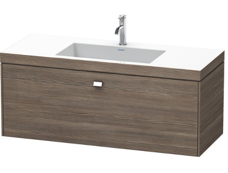 Lavamanos DURAVIT Brioso c-bonded con base mural 120,0x48,0 cm 1 cajón sin rebosadero con banco para grifos 1 agujero para grifos