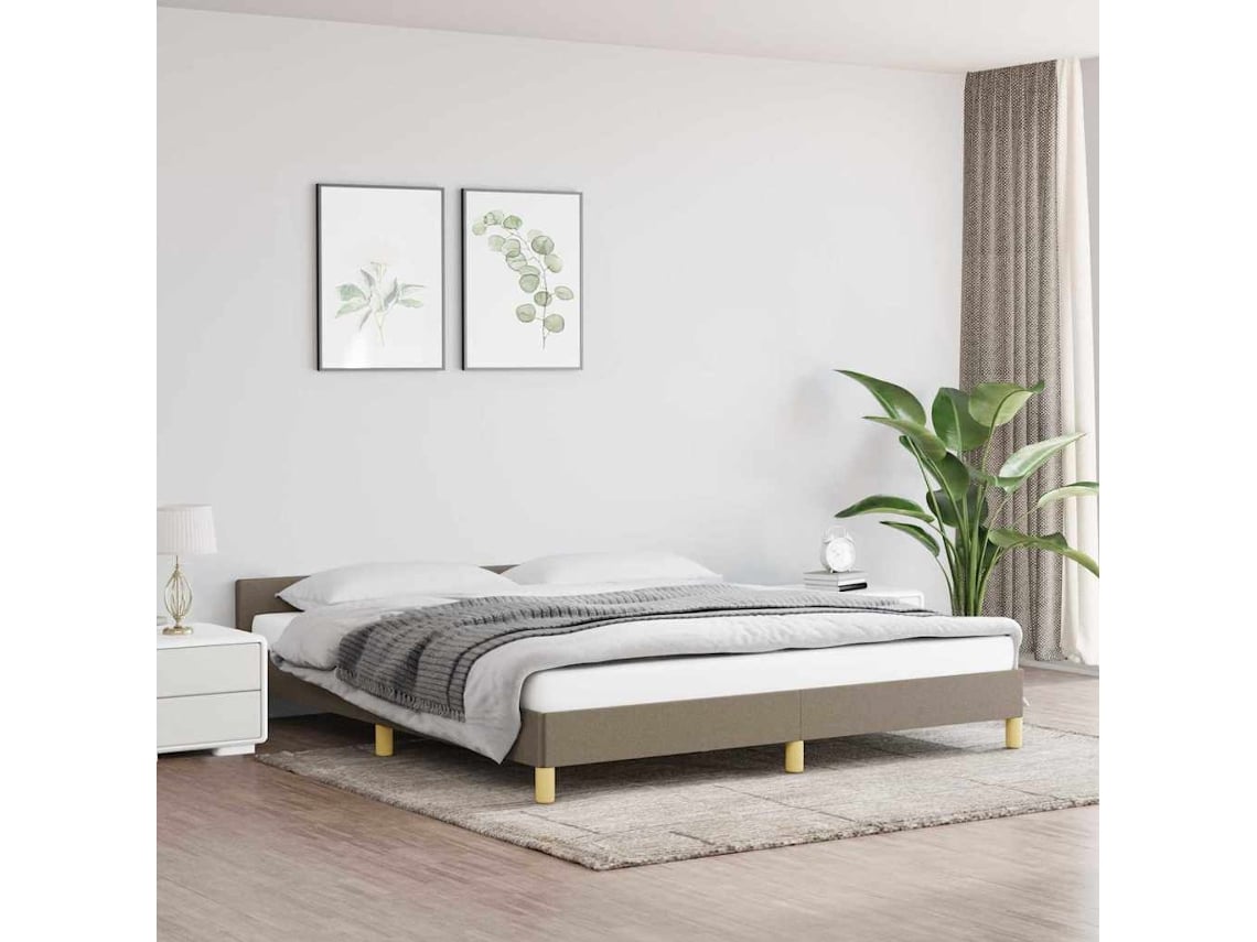 Cama Sin Colchón Tela Gris Taupe 160x200 Cm