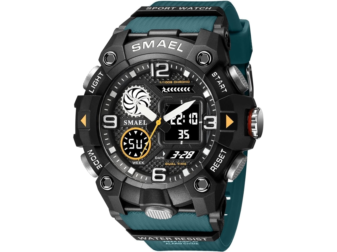 Relojes de pulsera LED con fecha de alarma digital a prueba de agua para hombres - Negro