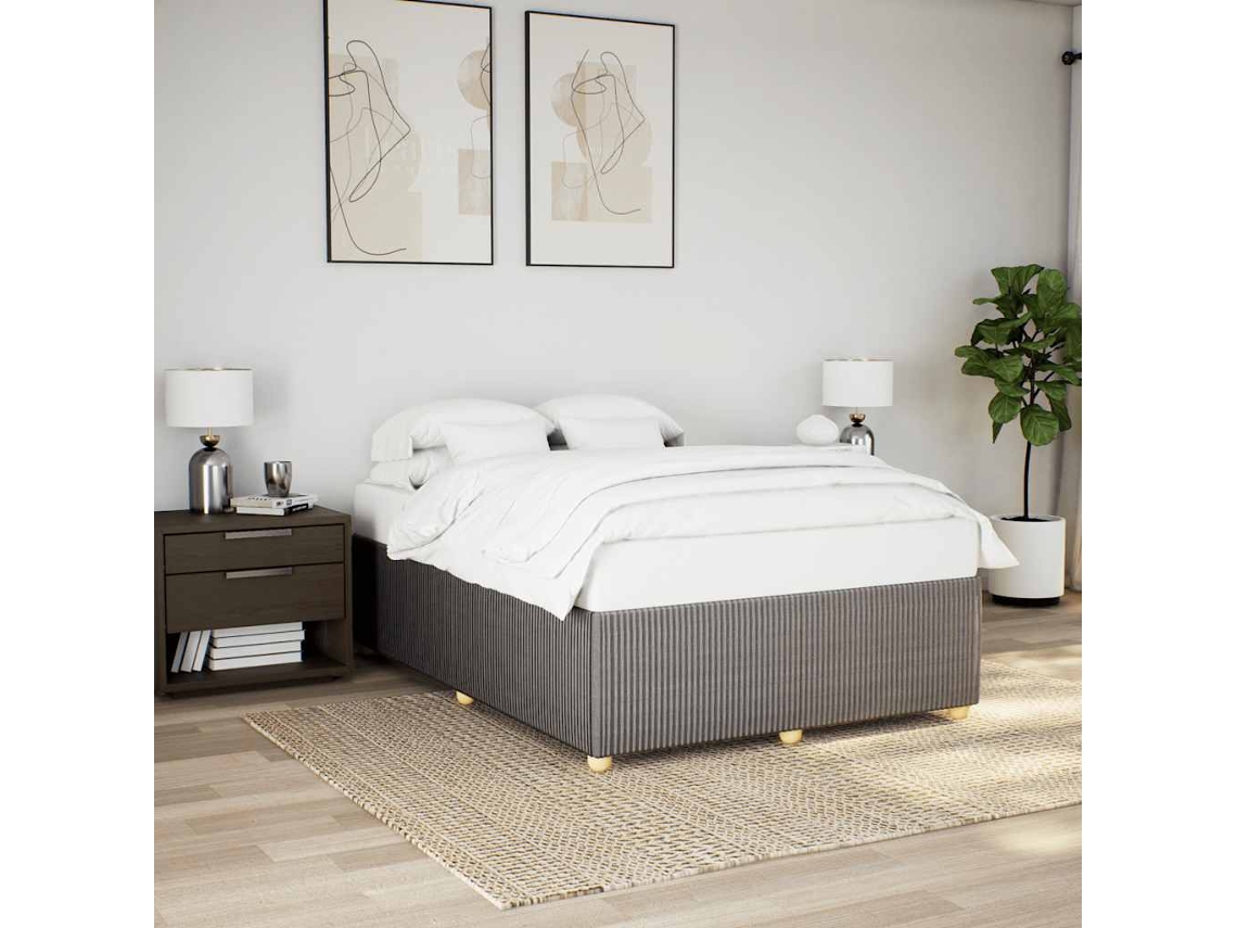 Cama Sin Colchón Tela Gris Taupe 140x190 Cm