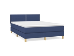 Maison Exclusive - Cama Box Spring Con Colchón Tela Azul 140x200 Cm