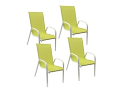 Lote de 4 sillas MARBELLA en textileno verde - aluminio blanco HAPPY GARDEN