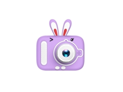 Cámara Digital Veanxin Cámara De Dibujo Animado, Píxeles De 2.000 W, Zoom 3x, Cámaras Dobles Frontal Y Trasera, Conejo Con Enfoque Automático Morado