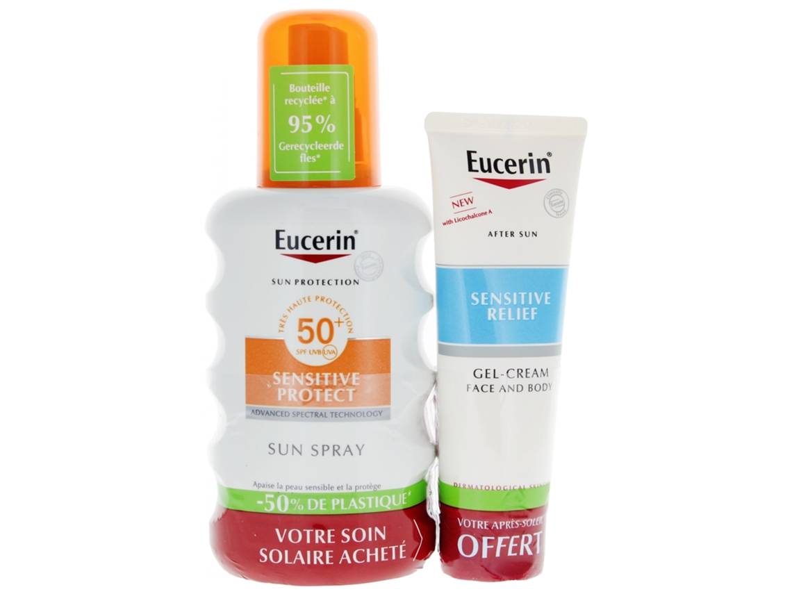 EUCERIN Sun Protection Sensitive Protect Sun Spray Fps50 200 Ml Relief After-Sun Cream-Gel 50 Ml Gratis