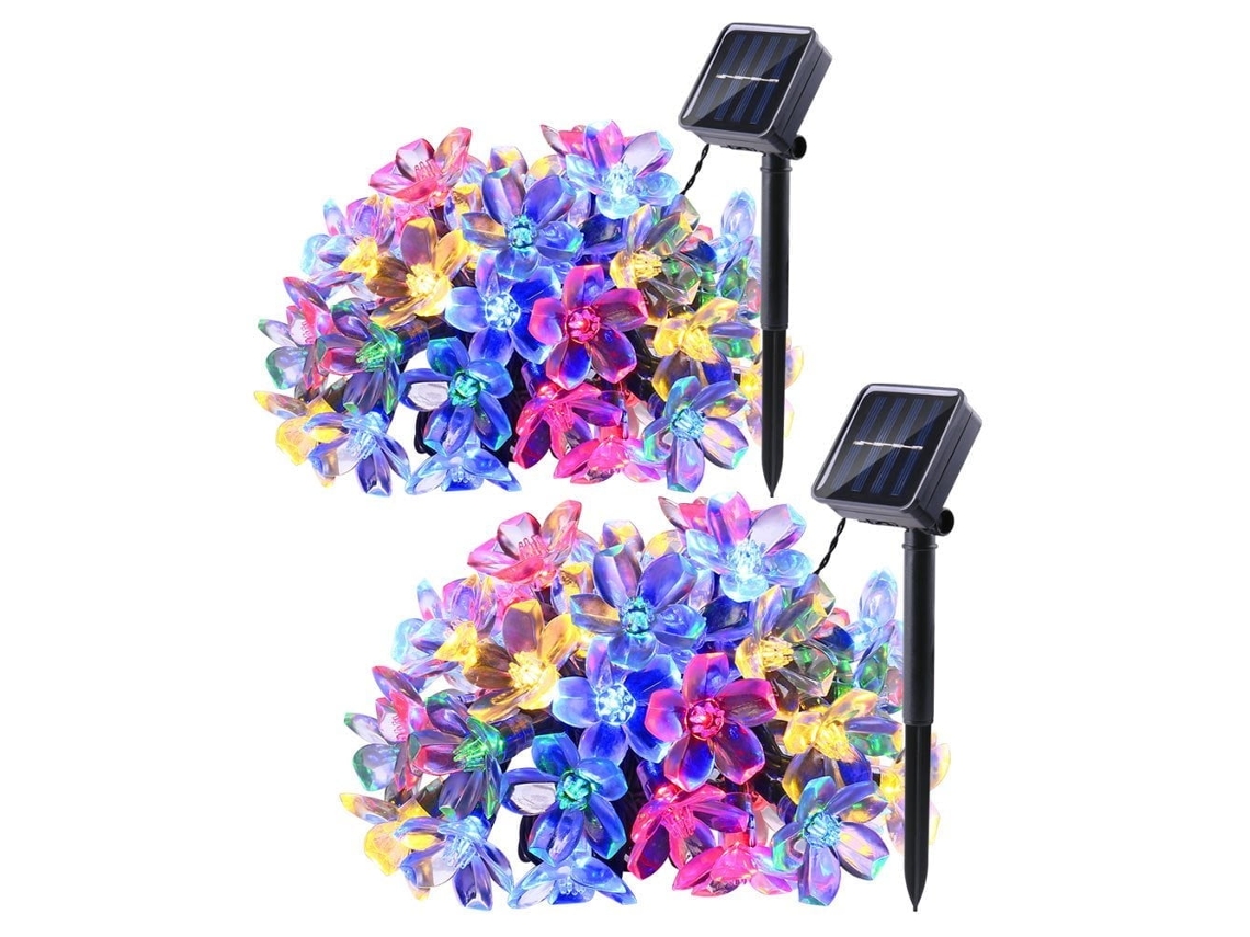 2 X Luces De Flores De Cerezo Alimentadas Por Energía Solar - 12 M, 60 Luces