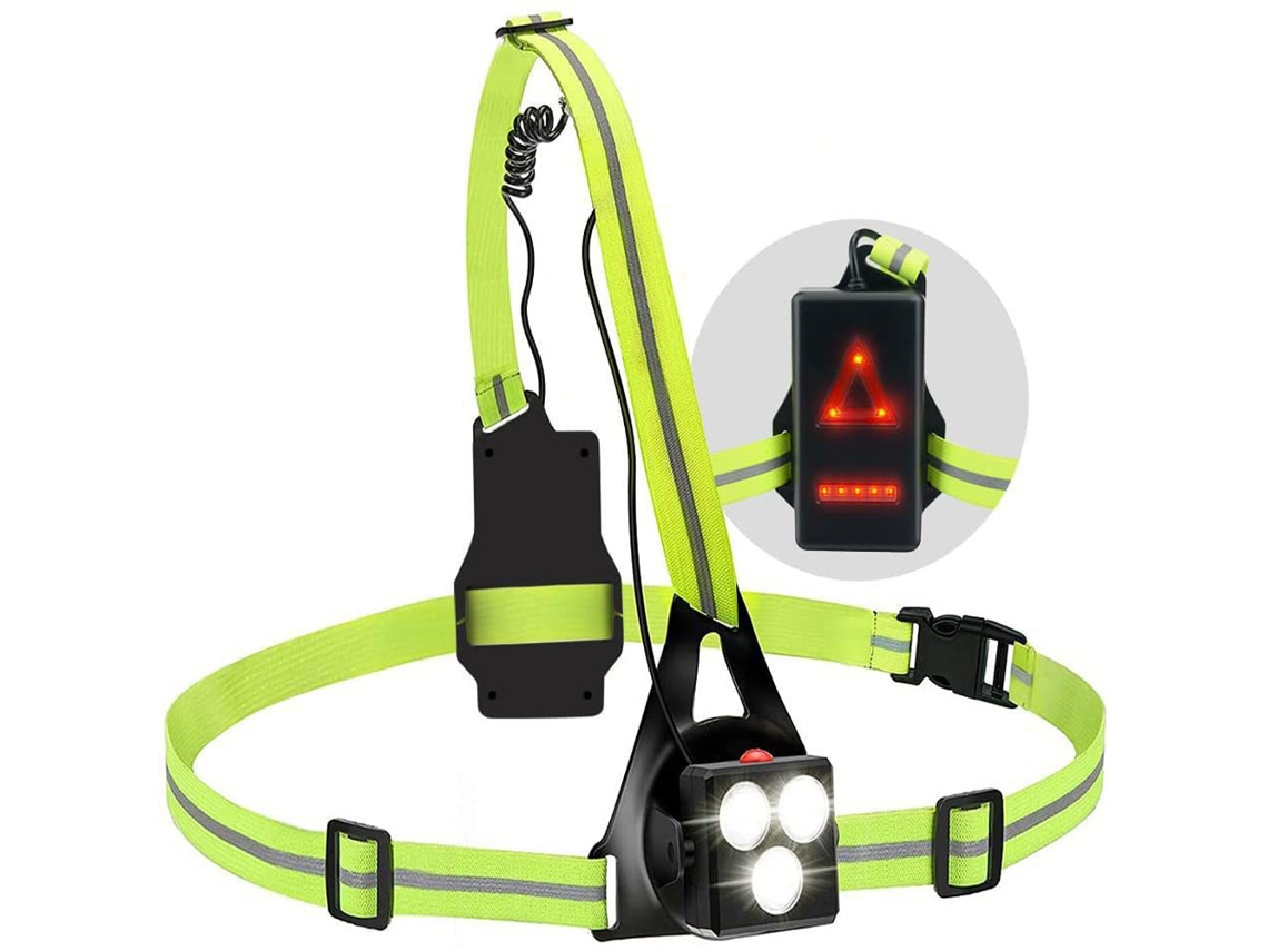 KOFIHETY Lámpara de pecho LED con reflectores, recargable por USB, impermeable, ligera, para correr y camping