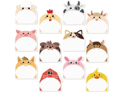 Bloc de notas Chrui: 24 cuadernos autoadhesivos con dibujos animados (Animales de granja)