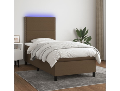 VIDAXL Colchón con somier/LED (marrón - Tela - 90 x 200 cm)