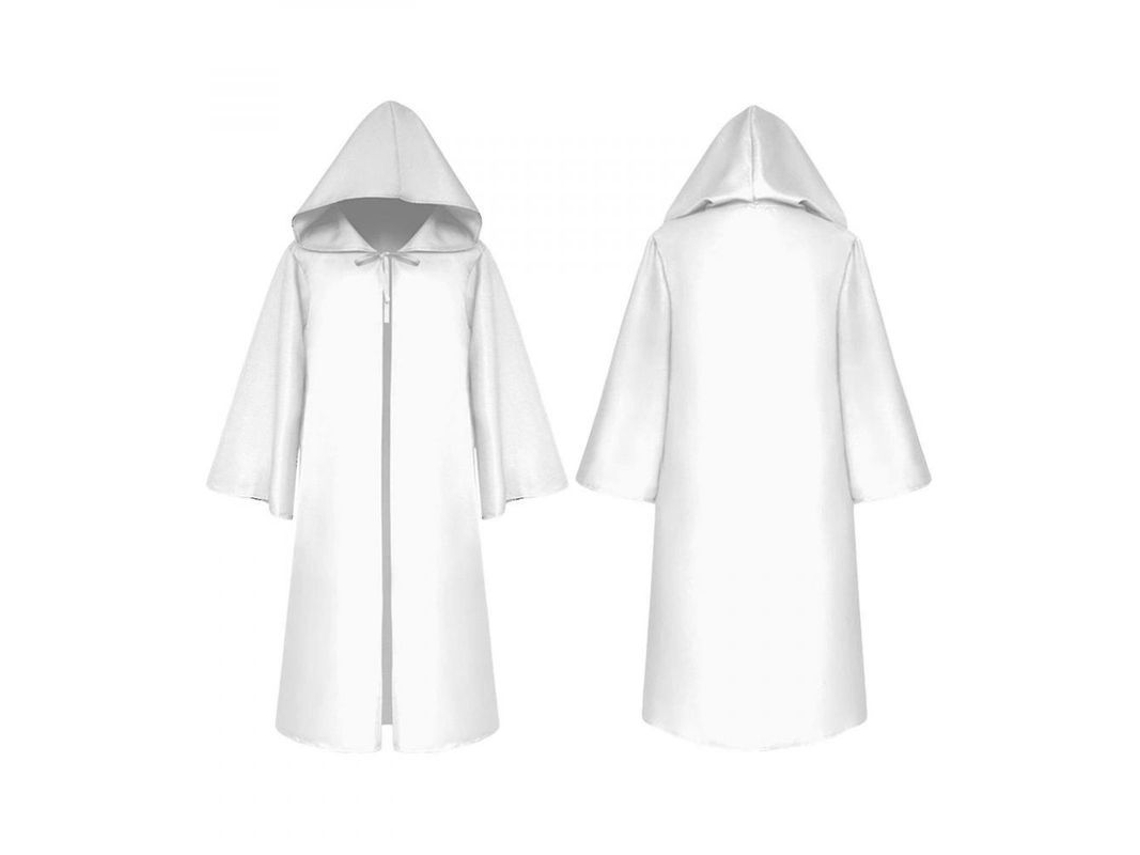 2026-capa Con Capucha De Halloween Para Niños Unisex Disfraz Cosplay Medieval De Poliéster Talla S/m/l/xl M Blanco