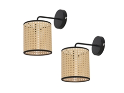 Set de 2 lámparas de pared Southend moderna 1x E14 40 W metal-plástico 25 x Ø 16 cm - Negro y Beige LUX.PRO