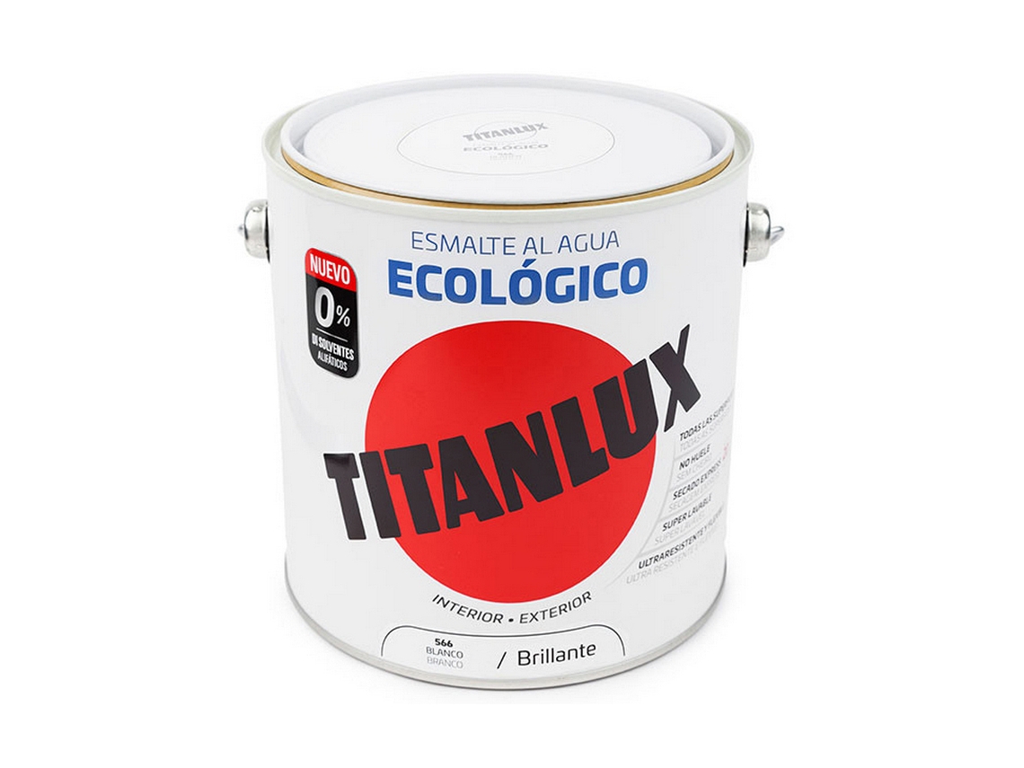 Esmalte Ecologico TITANILUX A Base de Agua (Blanco Brillante - 2,5L)