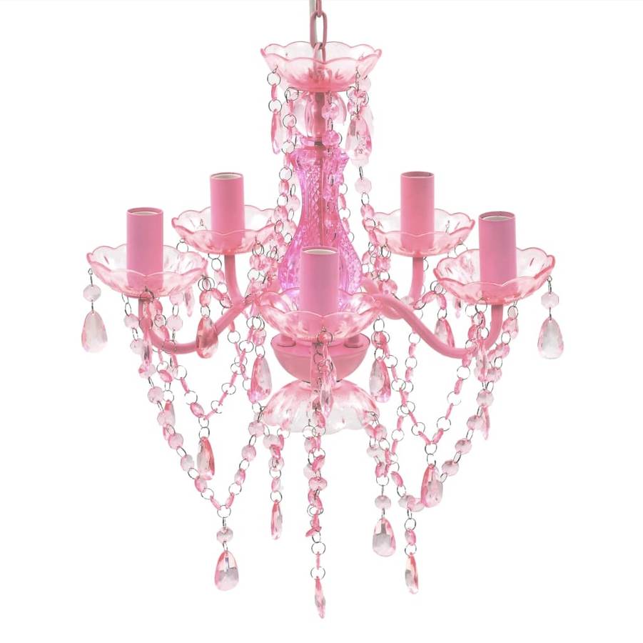 Araña De Techo con cristales rosas 5 bombillas vidaxl 40w vidrio 4 5xe14