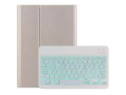Teclado Bluetooth extraíble Dy-e10 2 en 1 + funda protectora de cuero con retroiluminación y soporte para Lenovo Tab E10