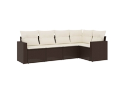 Maison Exclusive - Set Comedor De Jardín 5 Piezas Y Cojines Ratán Sintético Marrón