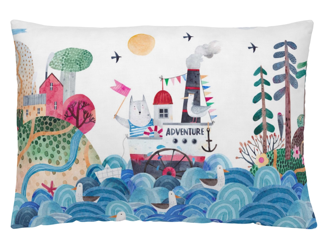 Funda cojín estampado sin relleno 50x30 cm algodón extra suave fabricado en España Ar marinero NATURALS