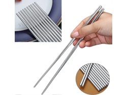 10 Pares De Palillos Reutilizables De Acero Inoxidable Para Cocina