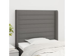 Cabecero con orejas de tela gris oscuro 93x16x118/128 cm
