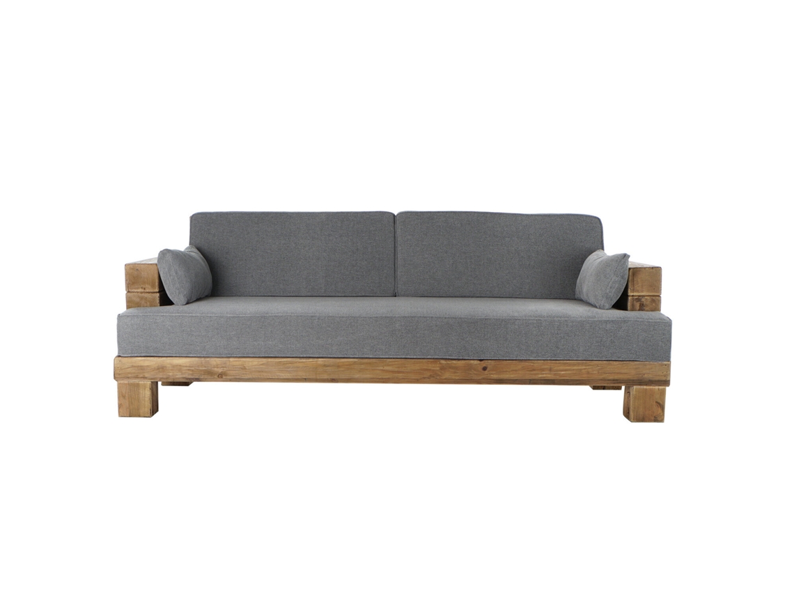 Sofa Madera Reciclada Poliester Gris 224x95x82cm