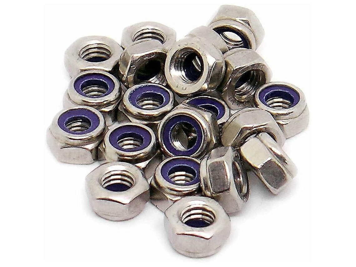 30 Piezas Tuerca De Seguridad Hexagonal De Acero Inoxidable Con Brida Autoabrazadera M6 (6mm)
