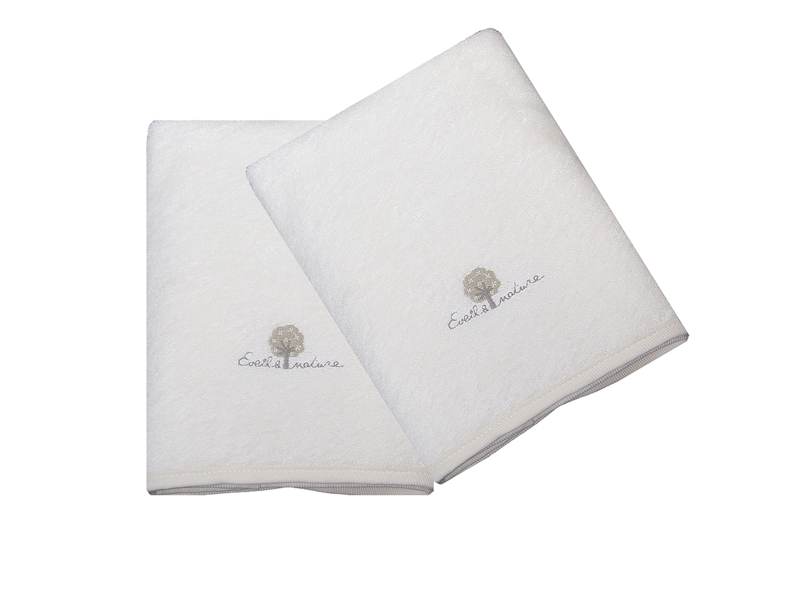 Juego de 2 Toallas de Baño EVEIL ET NATURE  (50 x 90 cm - 100% Algodón - Crudo)