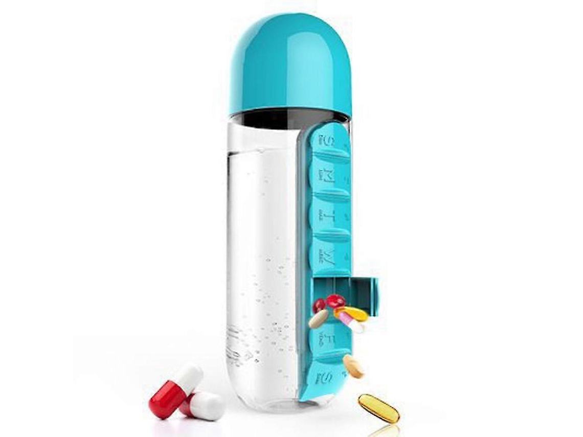 Vaso de agua para uso exterior, botella para medicamentos, vaso de agua dos en uno