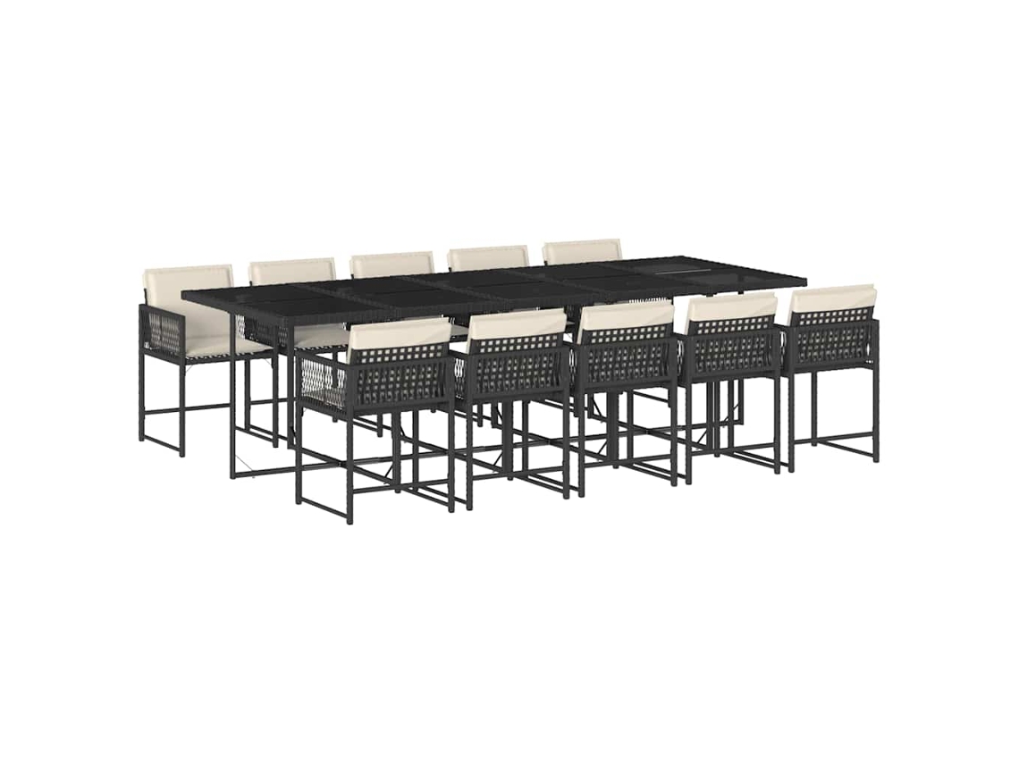 Maison Exclusive - Set De Comedor Jardín 11 Pzas Con Cojines Ratán Sintético Negro