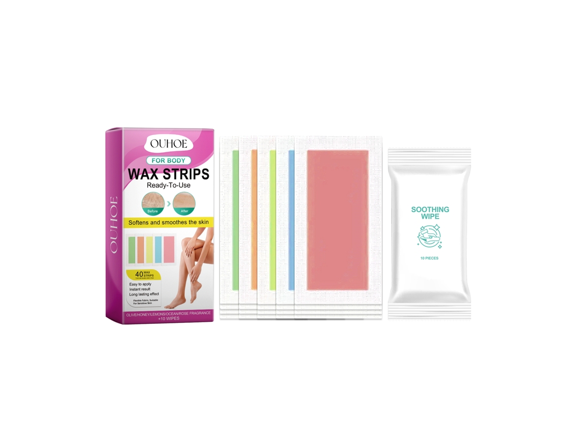 Bandas de cera corporal: Depilación rápida y suave para axilas, piernas y más. Sin residuos, piel suave como la seda.