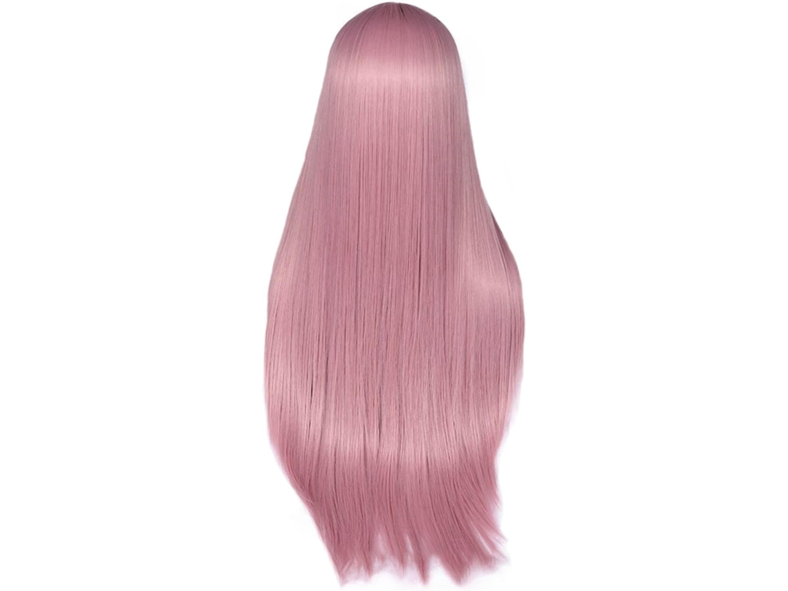 Perruque Synthétique Longue Rose Pastel Naturelle, Partie Lisse Para Femmes Y Filles Cheveux Ple...