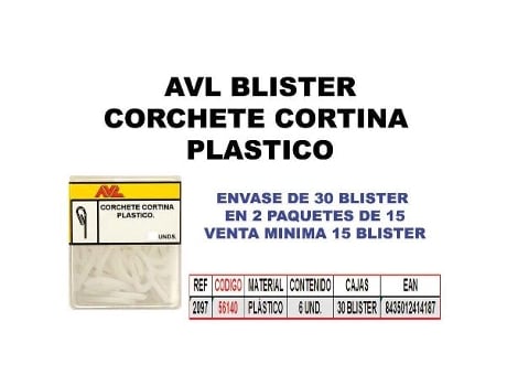 Avl blister corchete cortina plastico 2097 (caja 15 unidades)
