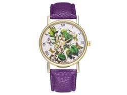 Reloj De Pulsera Analógico De Dial Redondo De Quartzo Moda (morado)