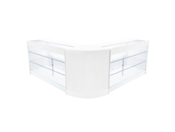 Conjunto de mostrador comercial MonsterShop Helios, blanco, 2xK1500 1xCM60, MDF y vidrio templado