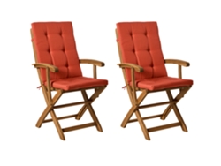 Conjunto De Assentos De Exterior Dobráveis Com Almofadas Beliani Maui Premium De Madeira De Acácia Castanho 46x48x92